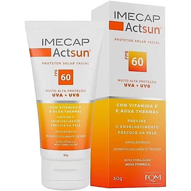 Imecap Actsun  Protetor Solar Facialcom Ácido Hialurônico FPS 60 50g