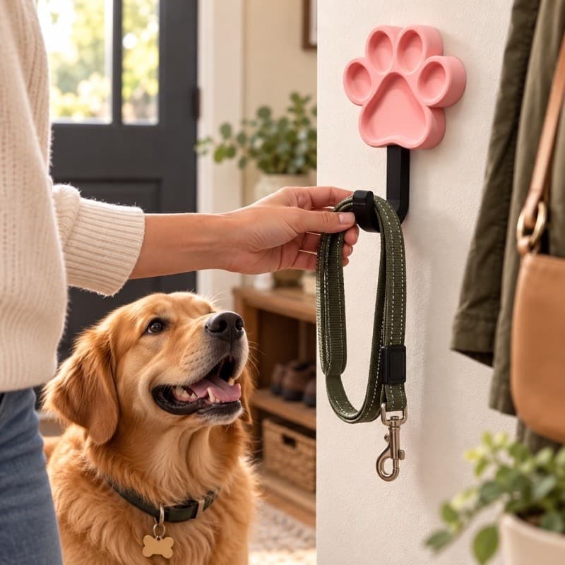 Gancho de Parede Patinha Pet | Porta Coleira e Guia para Cachorro | Organizador de Chaves e Acessórios