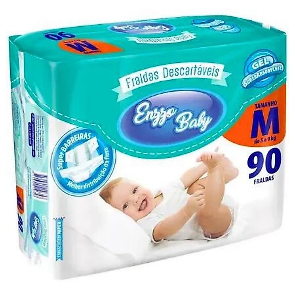 Fralda descartável Enzzo Baby - Tamanho M ( Pacotão Atacado) - 90 Unidades