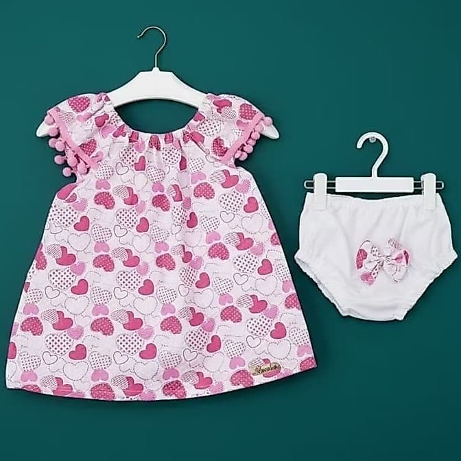 kit 2 peças Vestido ciganinha Bebê Menina com Calcinha Tapa Fralda RN até 6 Meses enxoval Confortável Algodão fresco