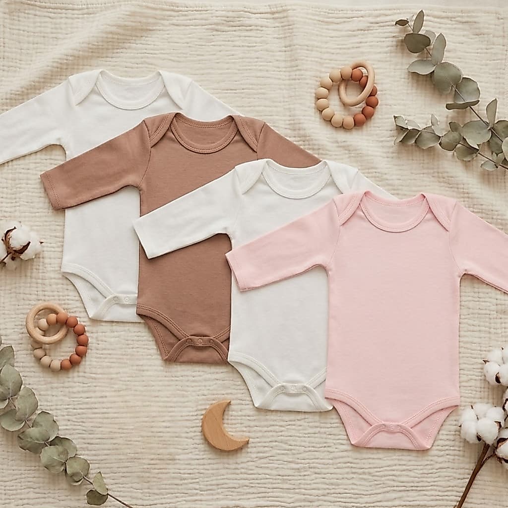 Kit 4 Body Infantil Manga Longa Bebê 100% Algodão Confortável Macio Roupa Bebê Menino Menina