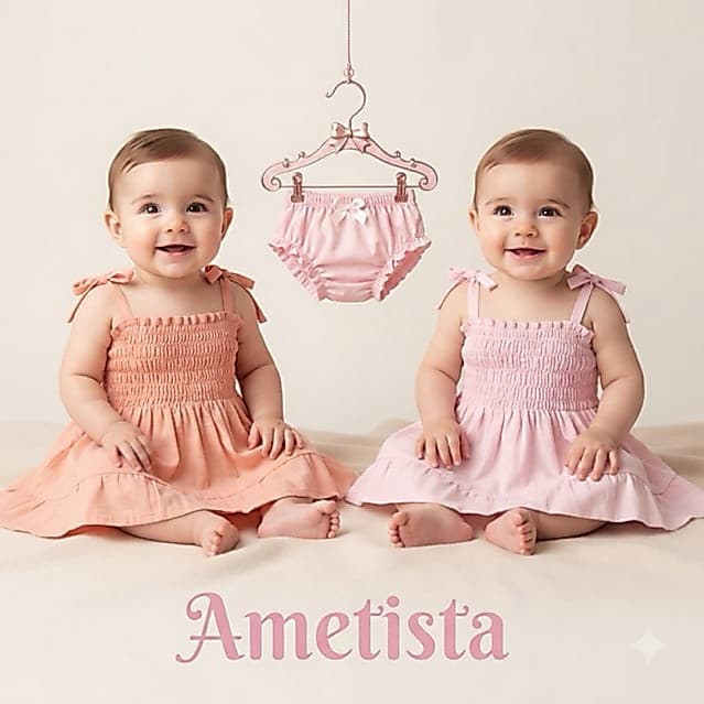 Kit Vestido + Calcinha Tapa Fralda Bebê Menina Tricoline Algodão Leve e Fresquinho Vestido Verão BB
