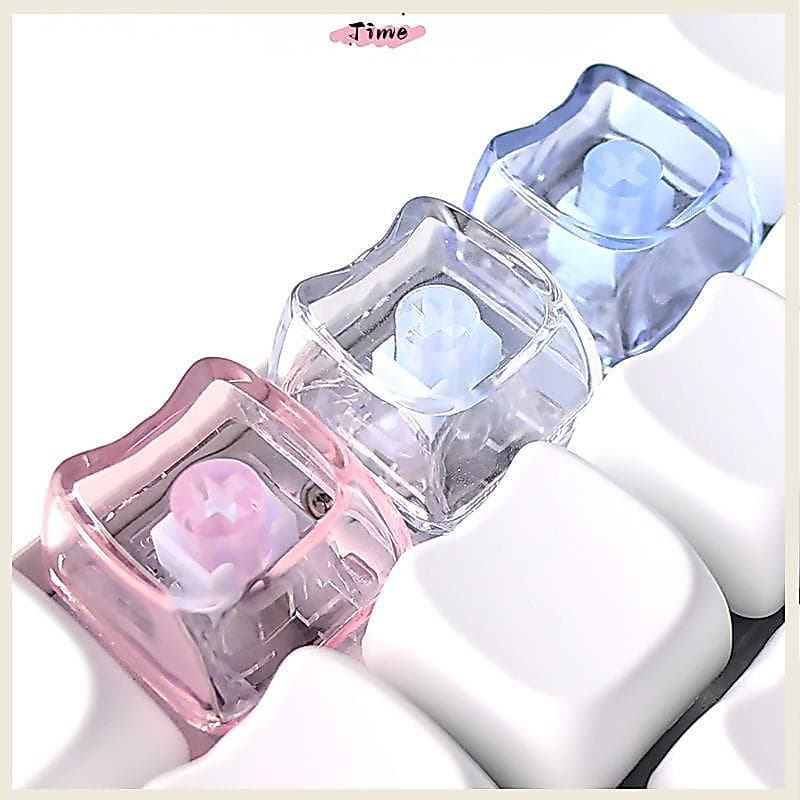 Time Cute Cat Transparent Keycaps 10/20pcs PBT 1U Perfil MAO Em Branco Para Amante De Teclado Mecânico Presente Exclusiv