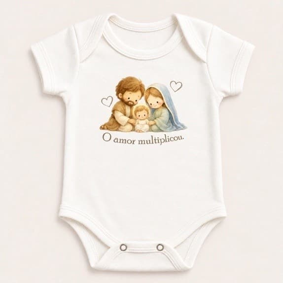Body Bebê Sagrada Família Menino Menina Infantil Católico Batizado Roupa Bebê Algodão Confortável⁠