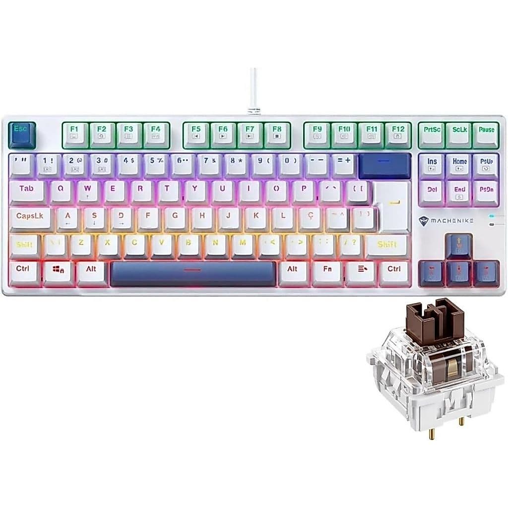 Teclado Mecânico Gamer Machenike K500B-B87 Brown RGB ABNT2