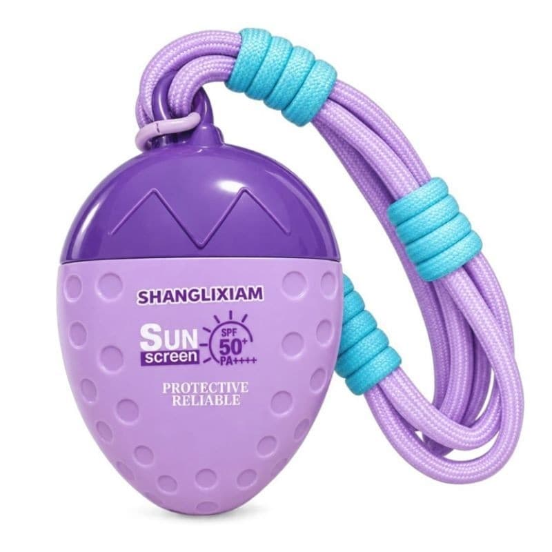 Protetor Solar Infantil FPS 50 Com Cordão Formato Morango Portátil