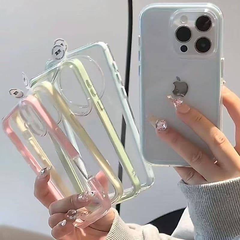 NUNCA Fica Amarela 2 Em 1 Capa Capinha Para iPhone 16 15 14 Plus 13 12 11 17 Air Pro Max Transparente Anti-Impacto