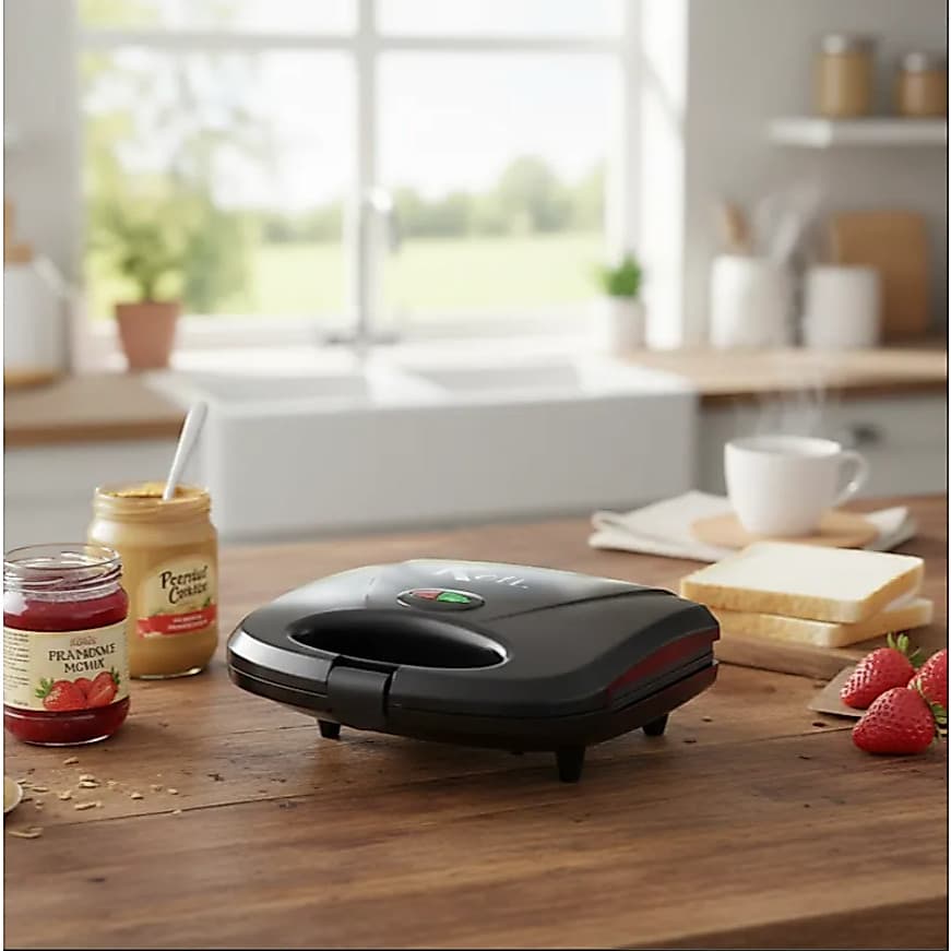 Sanduicheira Grill Elétrica 750W Antiaderente Koti Preta Faz 2 Sanduíches Rápido 110V ou 220V