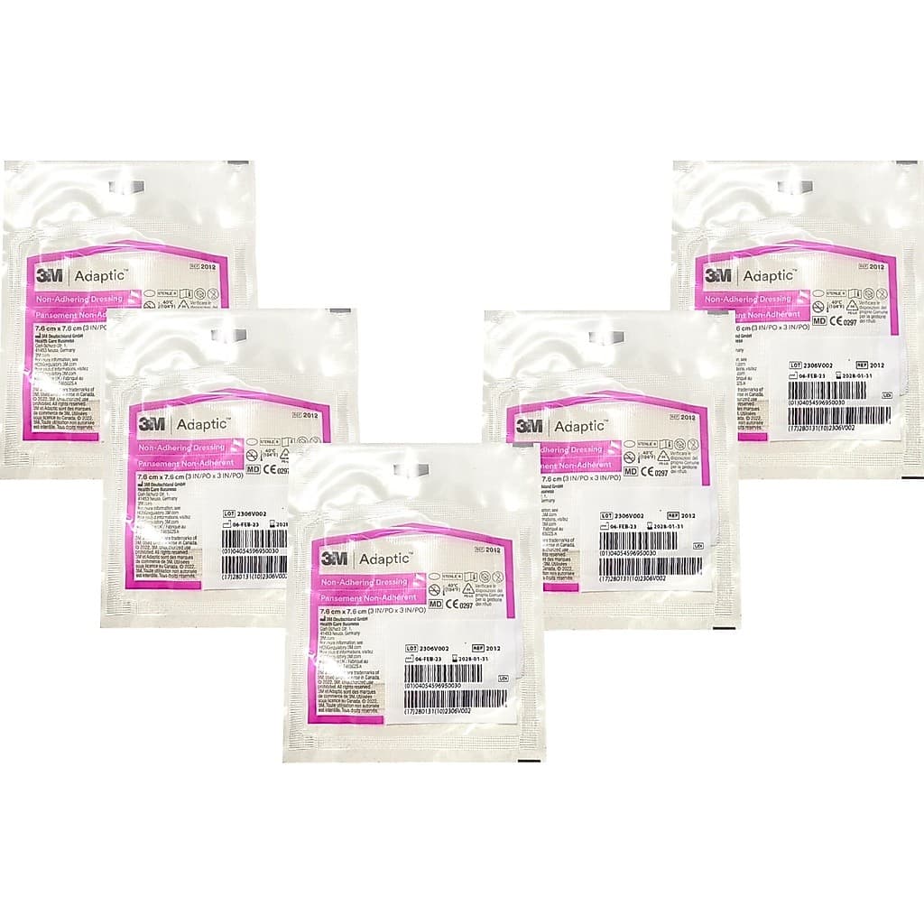 Kit Com 5 Curativos Adaptic Malha De Petrolato Não Aderente 7,6x7,6cm