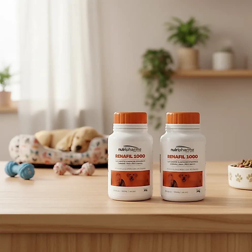 Kit 2 Suplemento Alimentar Vitamínico Renafil 1000 mg Cães e Gatos 60 Capsulas Vitamina C
