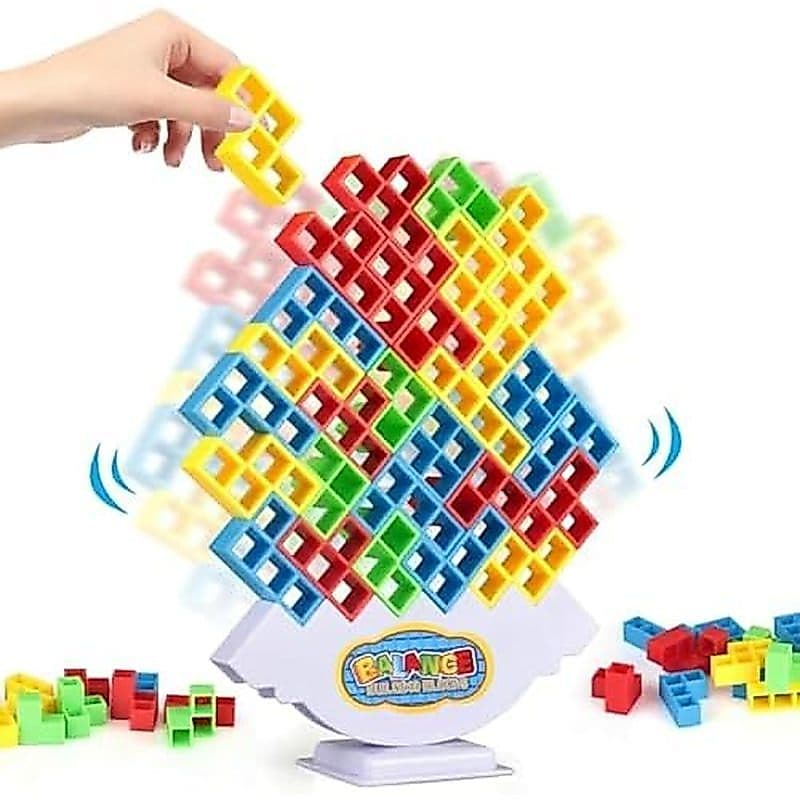 Jogo De Torre De Empilhamento De 64 Peças Com 22 Cartas , Gigante De Equilíbrio Para Crianças , Jogos De Família E Adult