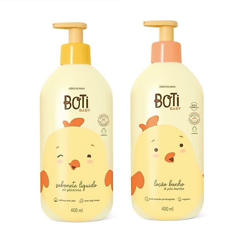 Boti baby 400ml: Loção hidratante, sabonete líquido, Shampoo, Condicionador