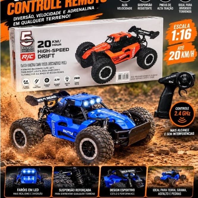 Carrinho De Controle Remoto Recarregável Rc-car