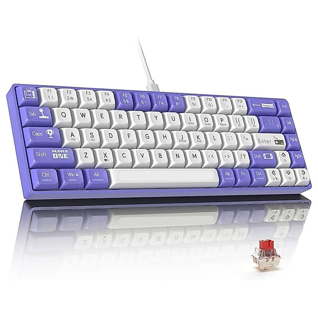 Teclado Mecânico Preto RGB Retroiluminado 68 Teclas 60% Vermelho Azul Interruptor Pequeno Com Fio Para Escritório