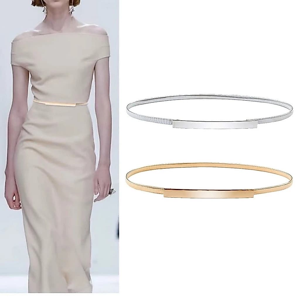 Cintos Finos Para Vestidos Elástico Trecho Feminino Cintura Cintos De Metal