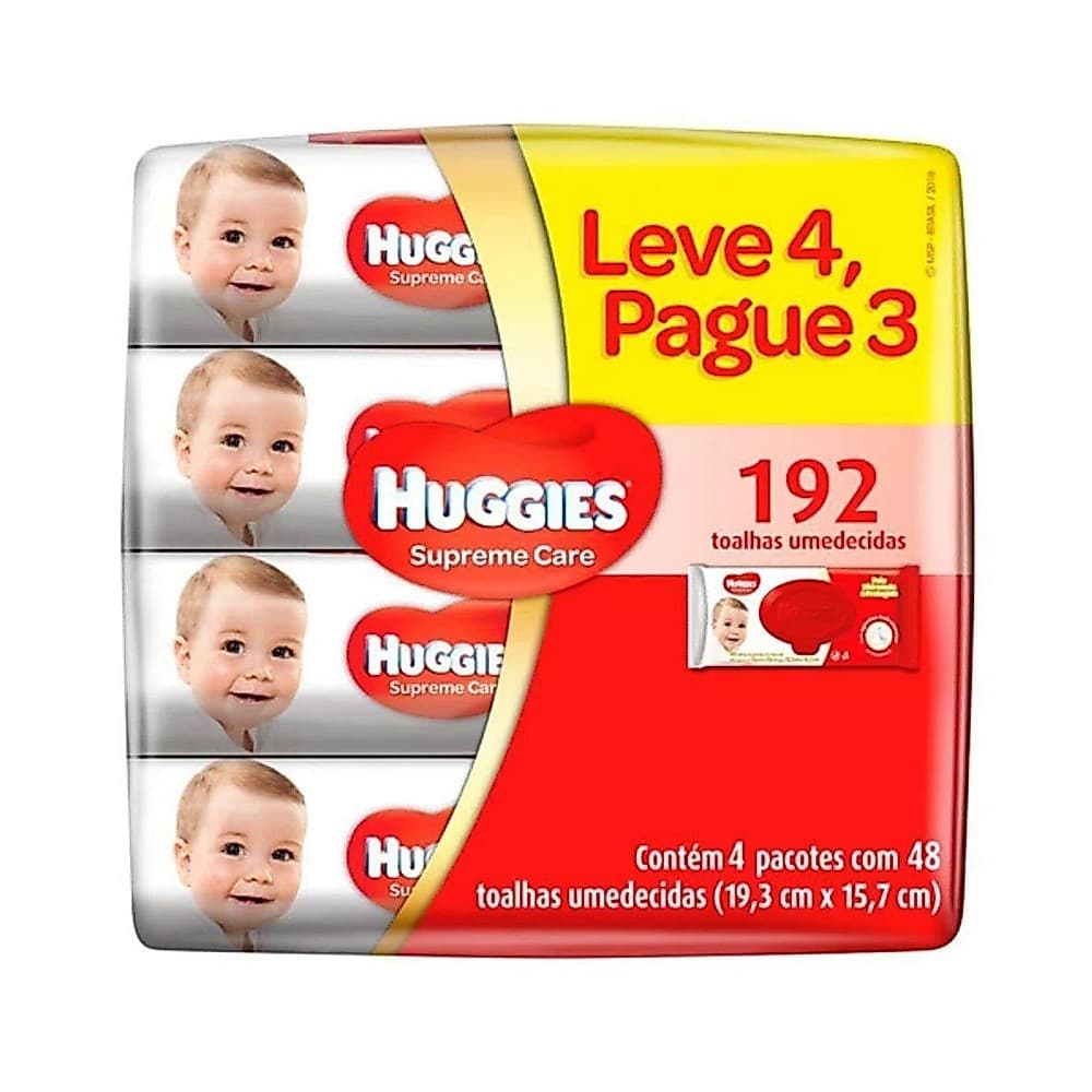 Toalha Umedecida Huggies Supreme Care 48 Unidades Leve 4 Pague 3