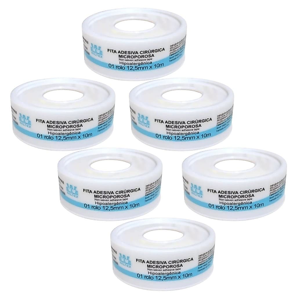 Kit 6 Fita Microporosa Branca 12,5cm X 10m - Wiltex