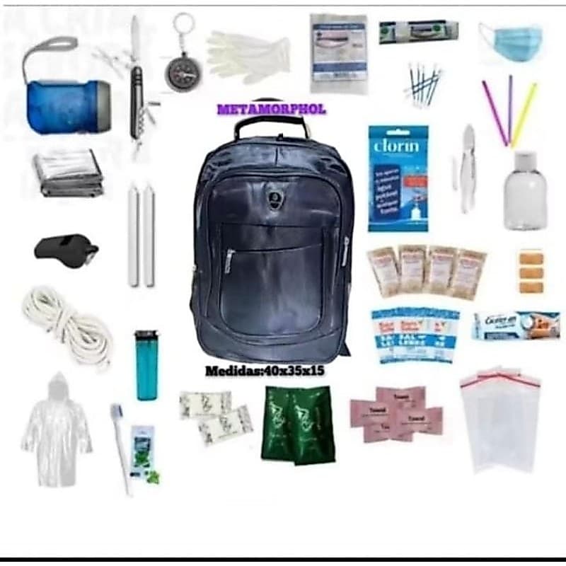 Mochila de Emergência com kit +100 itens de Equipamentos e Primeiros Socorros