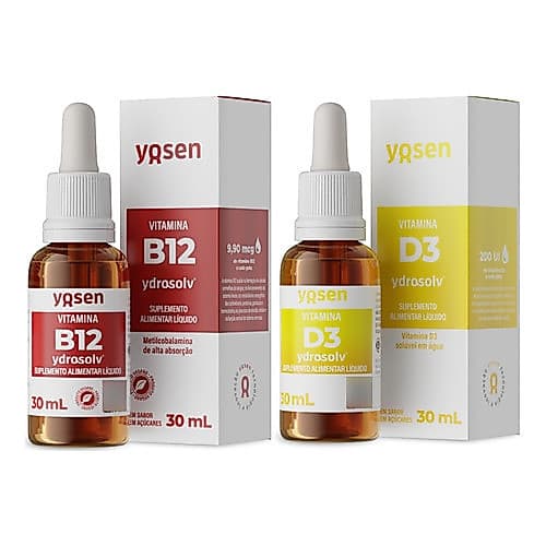 Kit Suplementos Vitaminas B12 Metilcobalamina 30ml + Vitamina D3 30ml Líquida Yosen