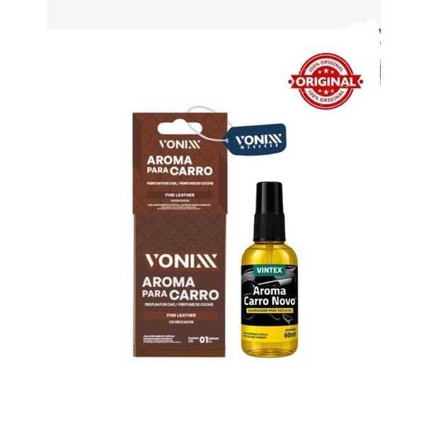 Kit Aroma para Carro Vonixx Fine Leather + Aroma Carro Novo 60ml