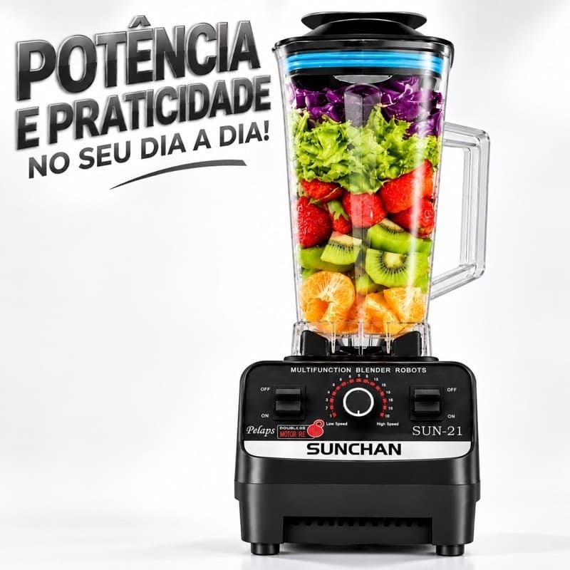 Liquidificador Potente 4500W 2 Litros Alta Potência Motor Forte Jarra Grande 127V Cozinha