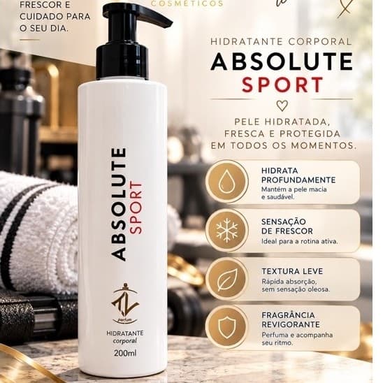 Hidratante Corporal Absolute Sport 200ml Fragrância Revigorante Textura Leve
