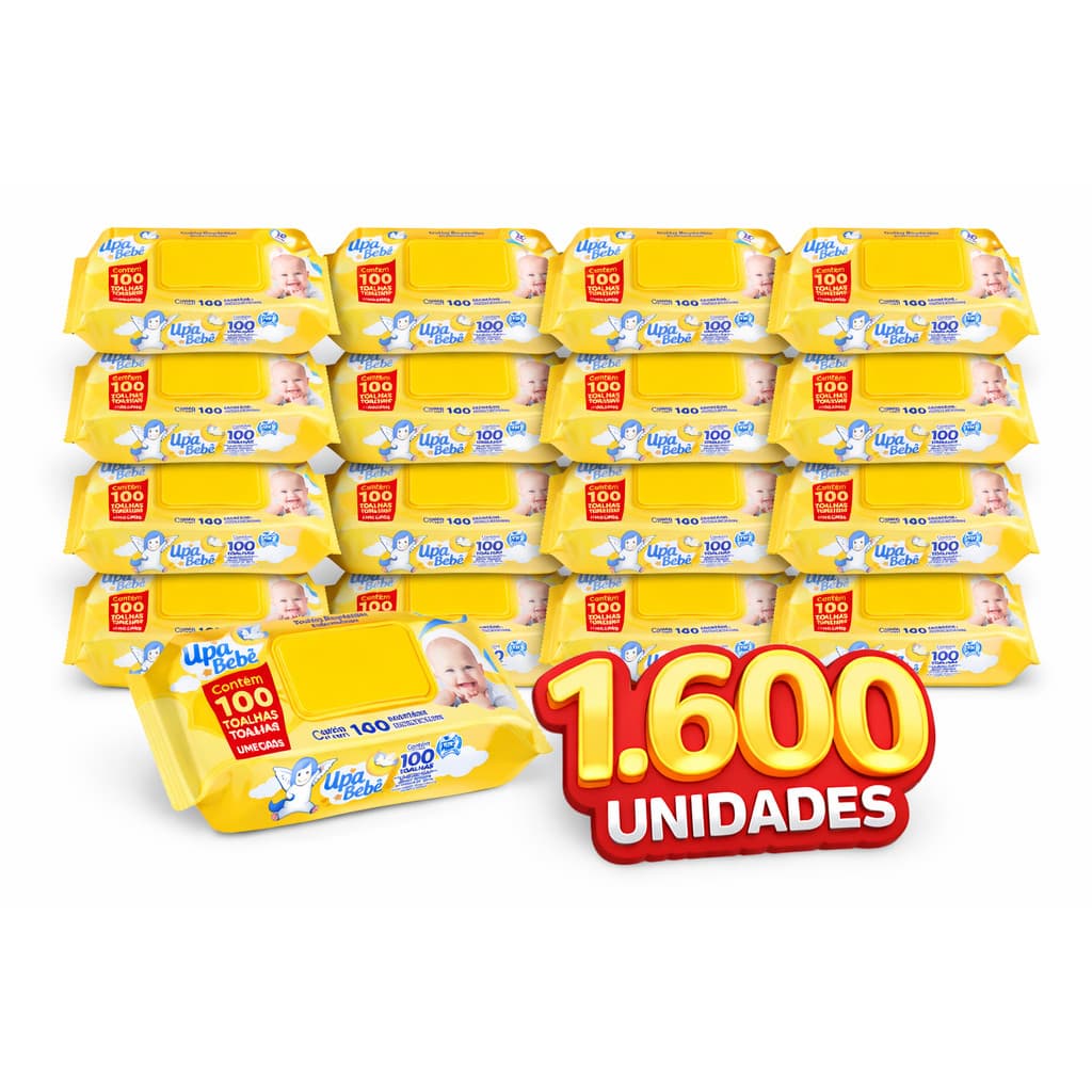 Caixa 16 pacotes Upa Bebê Toalhas Umedecidas Atacado 1600 Toalhas