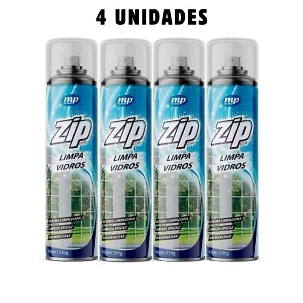 Limpa Vidros Espuma Spray 400ml Sem Manchas Limpeza a Seco Multiuso Vidro Espelho Box Carro Zip Clean