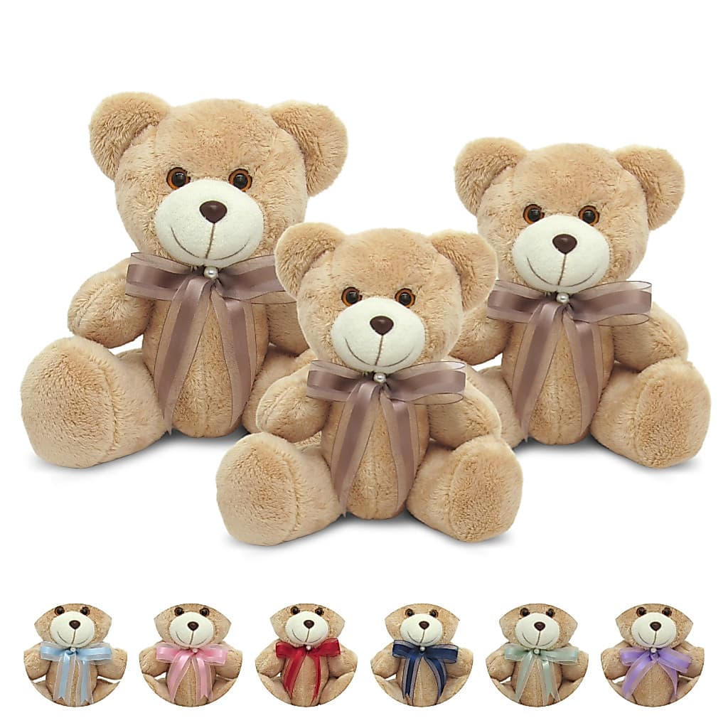Trio Urso Articulado Com Laço Para Nicho Decoração Quarto Infantil Brinquedo Presente Decorativo