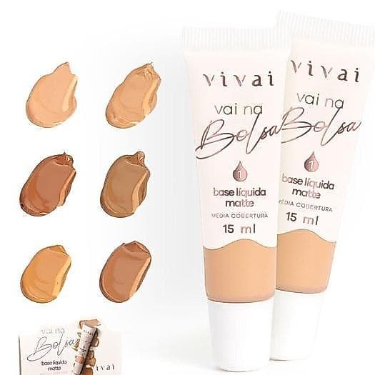 Maquiagem Mini Base Líquida Vai na Bolsa Base matte 18ml - VIVAI