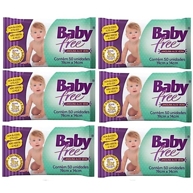 Kit com 6 Lenços Umedecidos Baby Free Toalha Umedecida Qualybless 6 Pacotes com 50 unidades Legítimo