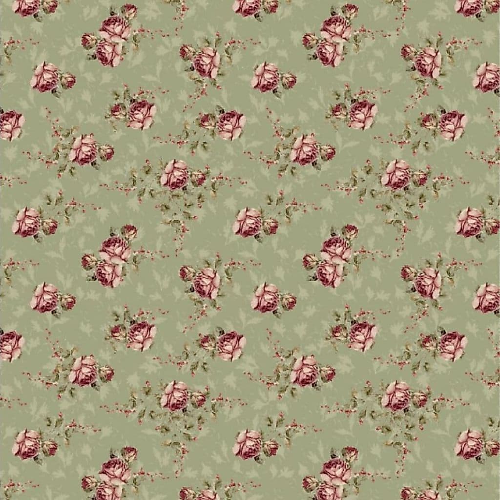 Tecido Patchwork Digital Mini Flores Verde Romance D60/13