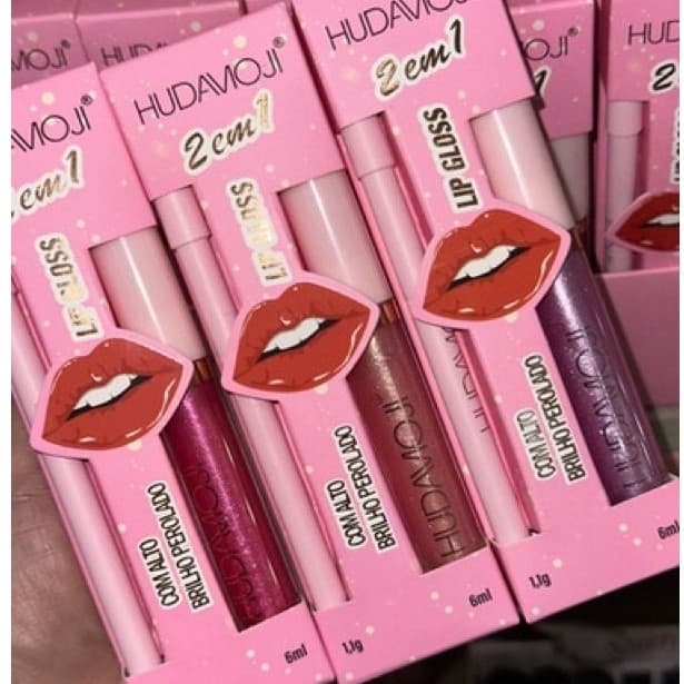 Kit 2 Em 1 Batom Líquido Matte E Lápis Labial De Contorno Hudamoji Com Acabamento Matte E Gloss Com Glitter