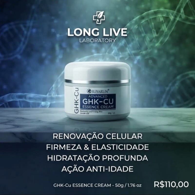 GHK-Cu Creme Facial Peptídeo de Cobre Hidratante Anti-idade com Ácido Hialurônico e Niacinamida