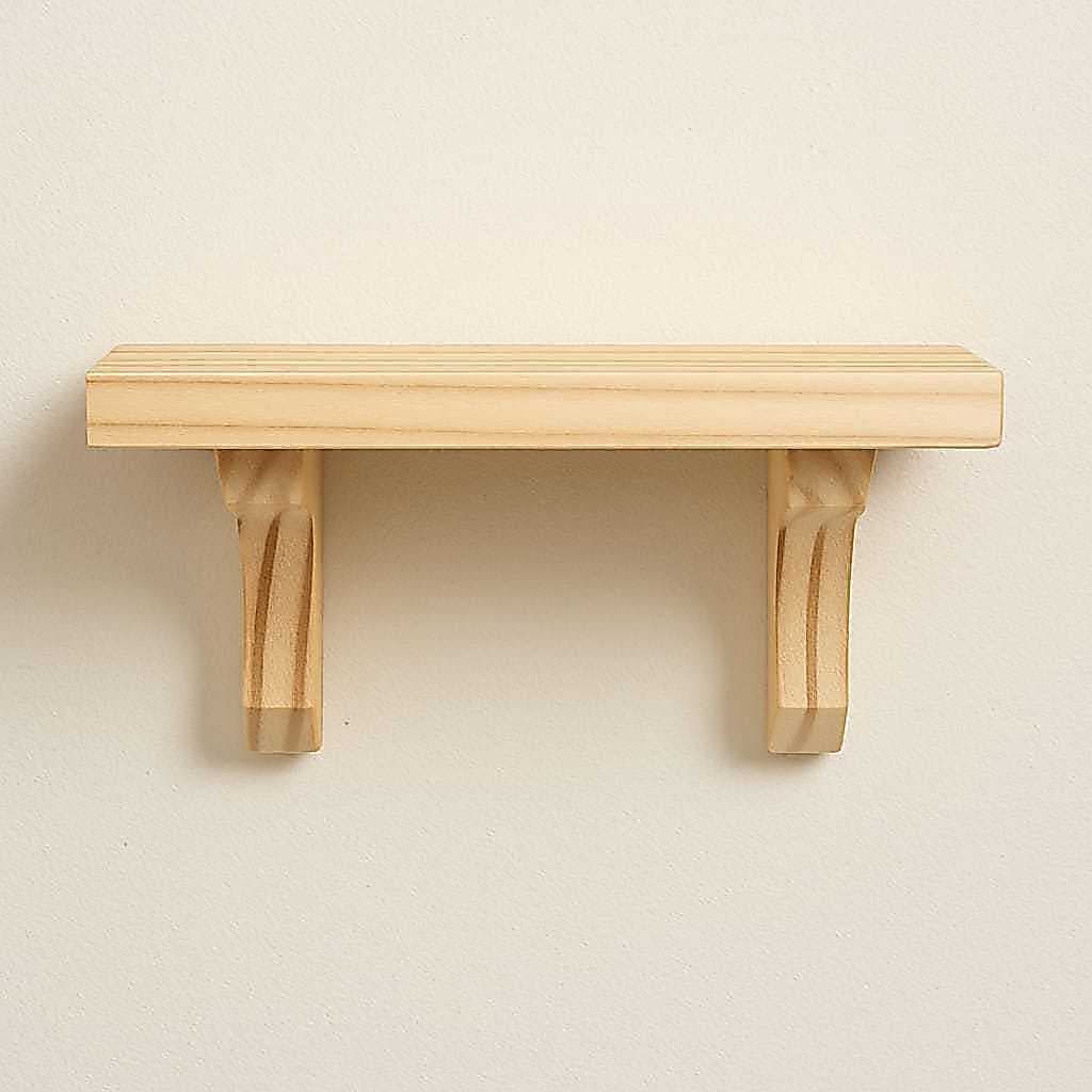 Prateleiras de Parede Decorativas com Suporte Artesanal de Madeira 25cm 30cm 35cm Natural ou Envelhecida