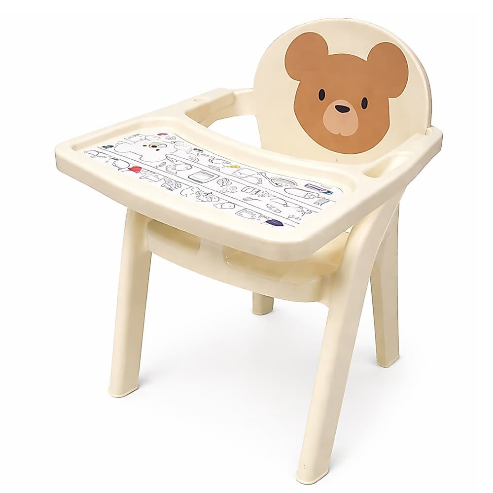 Cadeira Infantil Plasútil Com Bandeja Urso Bege Clean