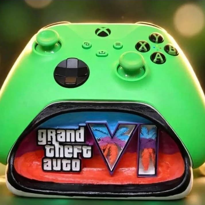 Suporte Base Para Controle De Video Game GTA VI - Pintura Artesanal Feita À Mão