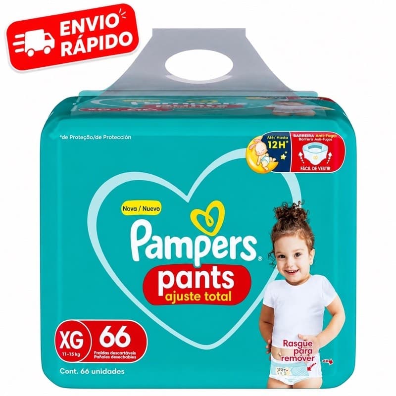 Fralda Pampers Pants Bag Ajuste Total Xg Com 66 Unidades ENVIO RÁPIDO
