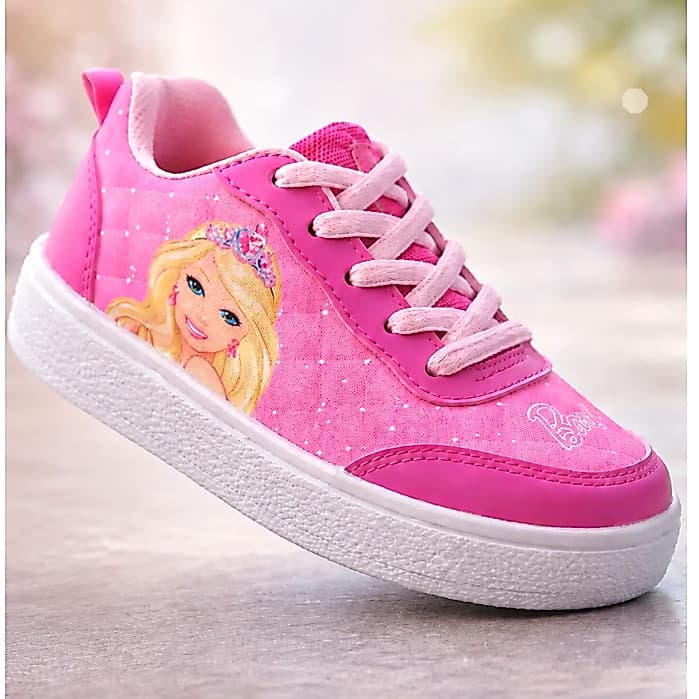 Tênis Infantil Feminino Rosa Personagem Princesa Casual Confortável Leve para Dia a Dia
