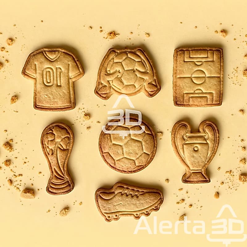 Kit 7 cortadores e marcadores de biscoito/massinha de modelar - Copa do Mundo