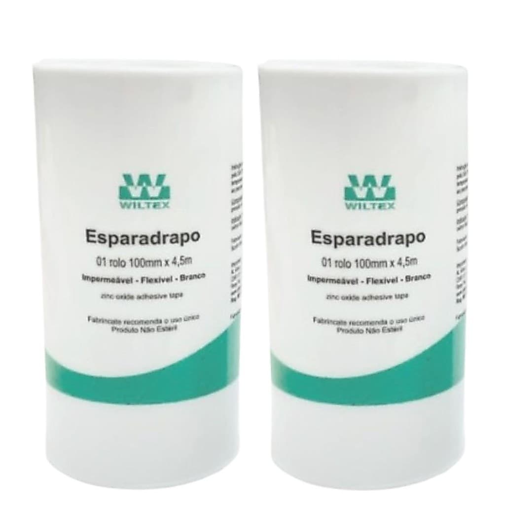 Kit 2 Esparadrapo Impermeável Branco 10cm X 4,5m - Wiltex
