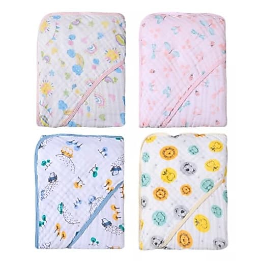 Toalha de Banho Bebe Tecido Fralda  Soft Com Capuz Enxoval para Bebê Recém Nascido
