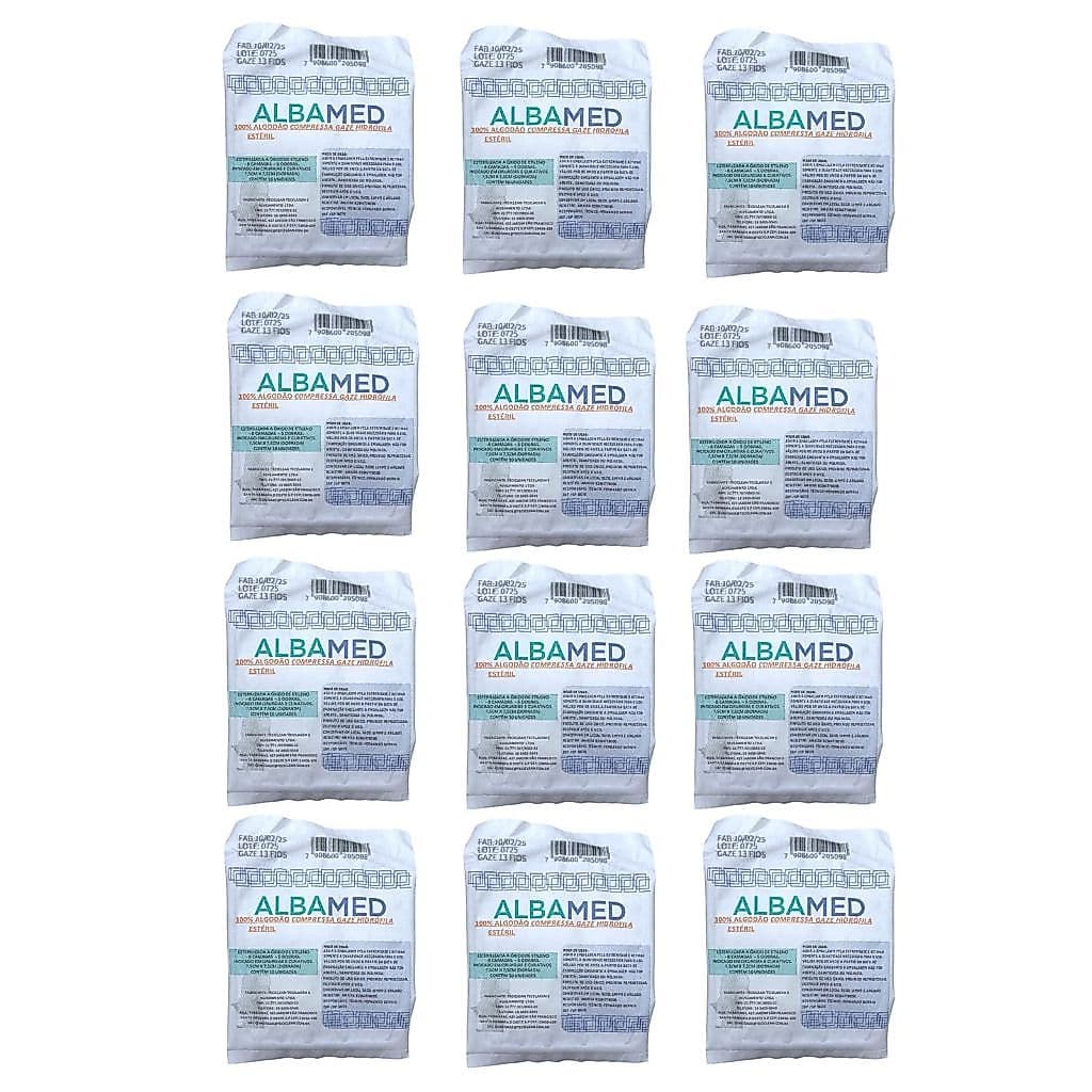 Compressa de Gaze Estéril 13 Fio, Estéril Kit com 10 Pacotes - 100 Gazes