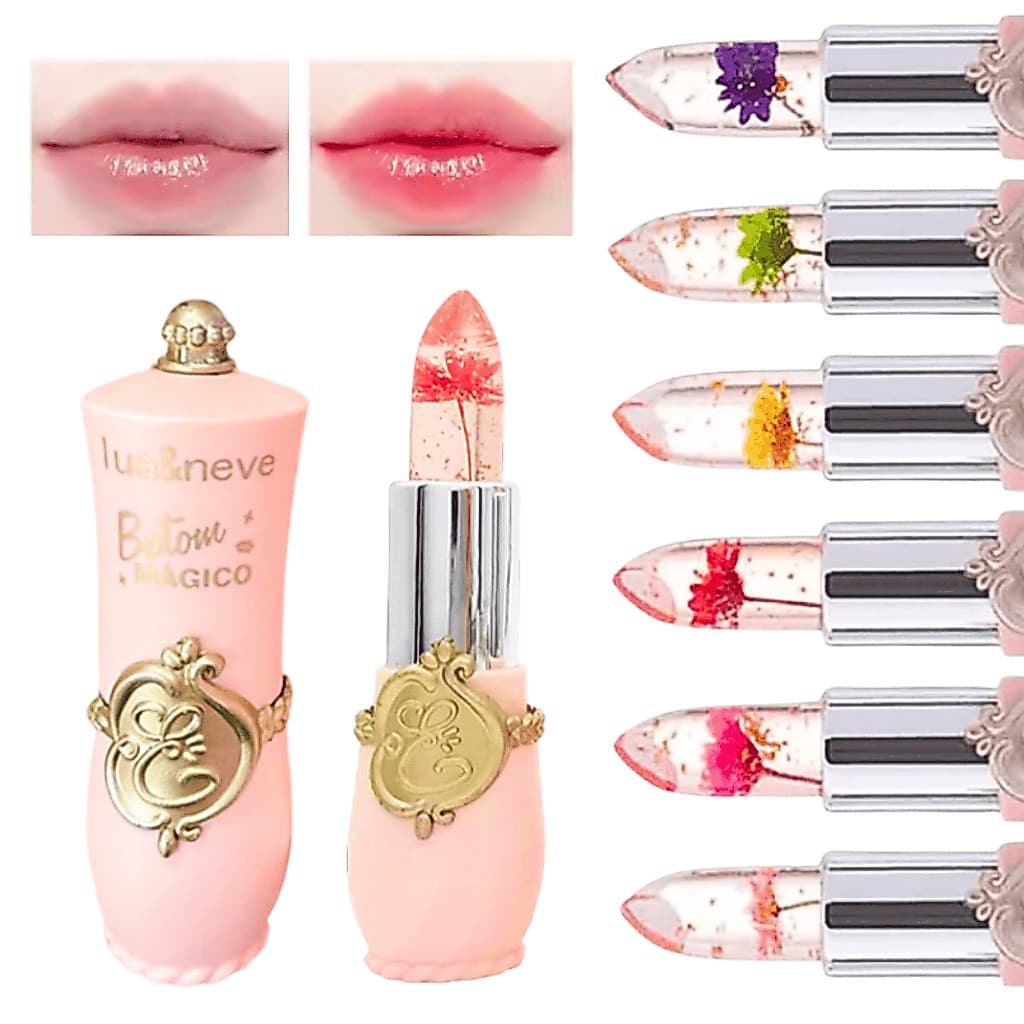 Batom Mágico 24 Horas Flor Longa Duração Hidratante Transparente Lip Balm Cristal Geleia Mudança