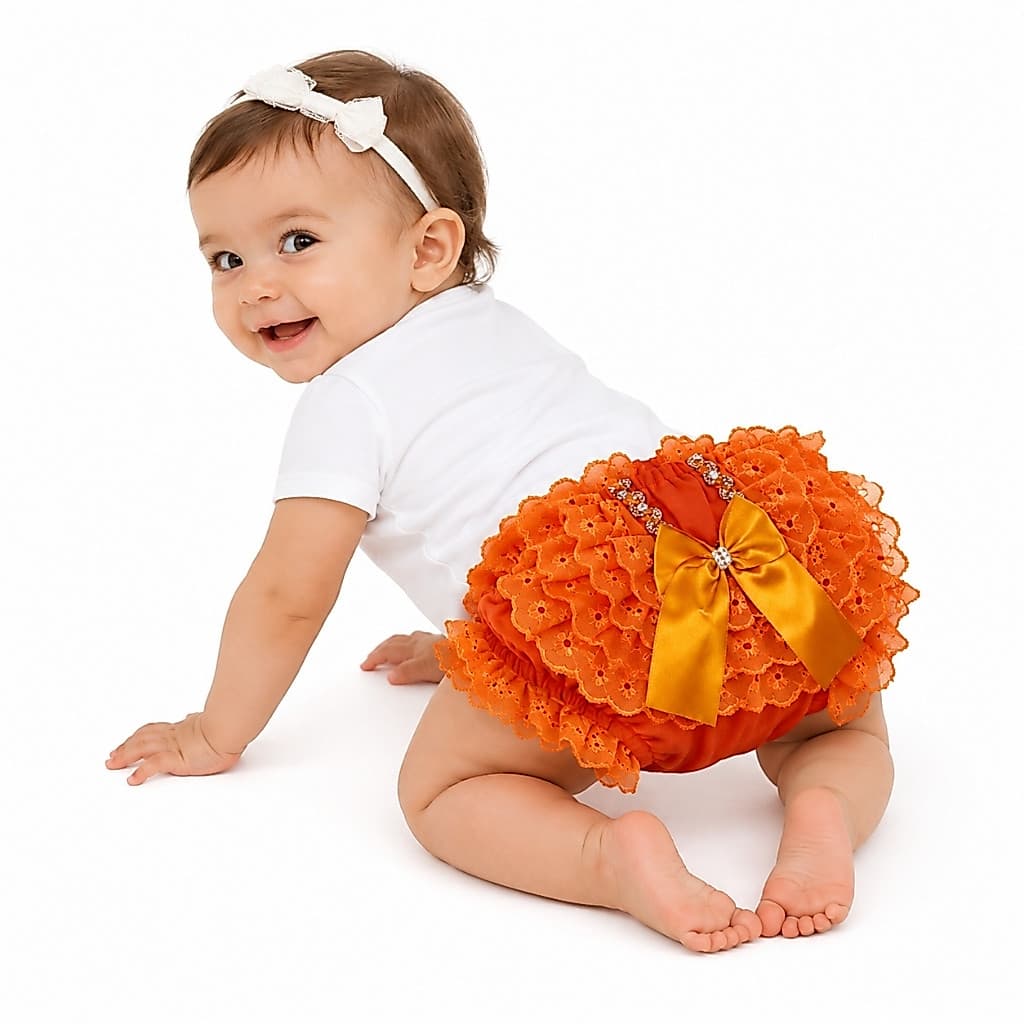 Kit 3 Calcinhas Bebê Menina com Bordado Inglês Modelo Tapa Fralda