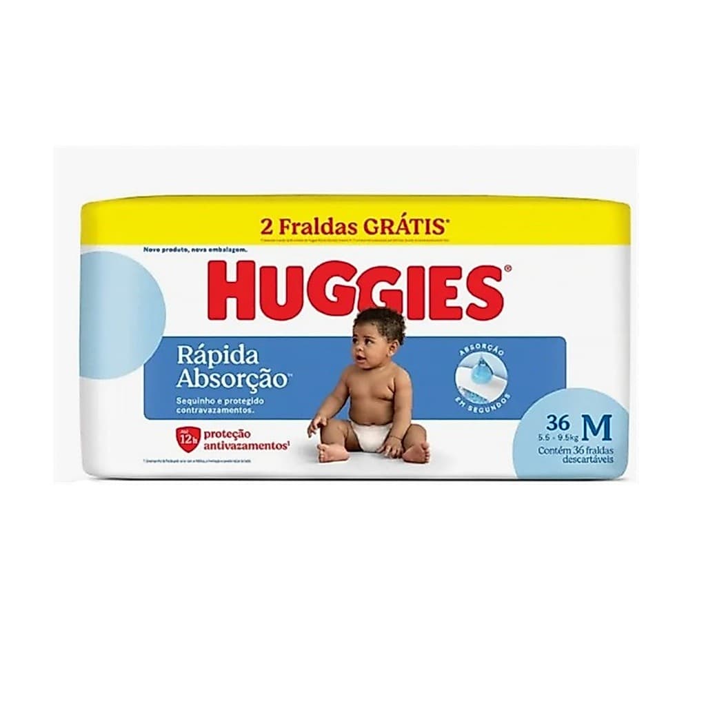Fralda Huggies Rápida Absorção 36 Unid. Tamanho M