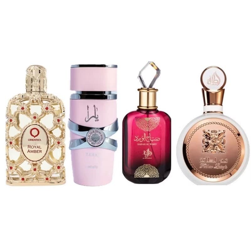 KIT 4 PERFUMES IMPORTADOS FEMININOS ARABE CONCENTRADOS FRASCO SPRAY 60ml