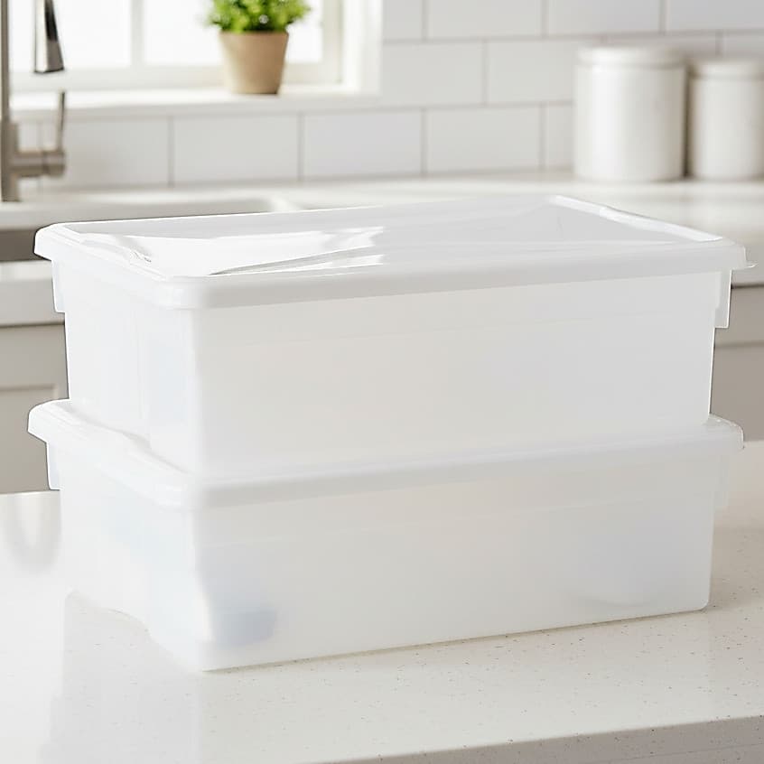 Kit 2 Organizadores 5L com Tampa Branca Caixa Plástica Multiuso para Geladeira e Freezer