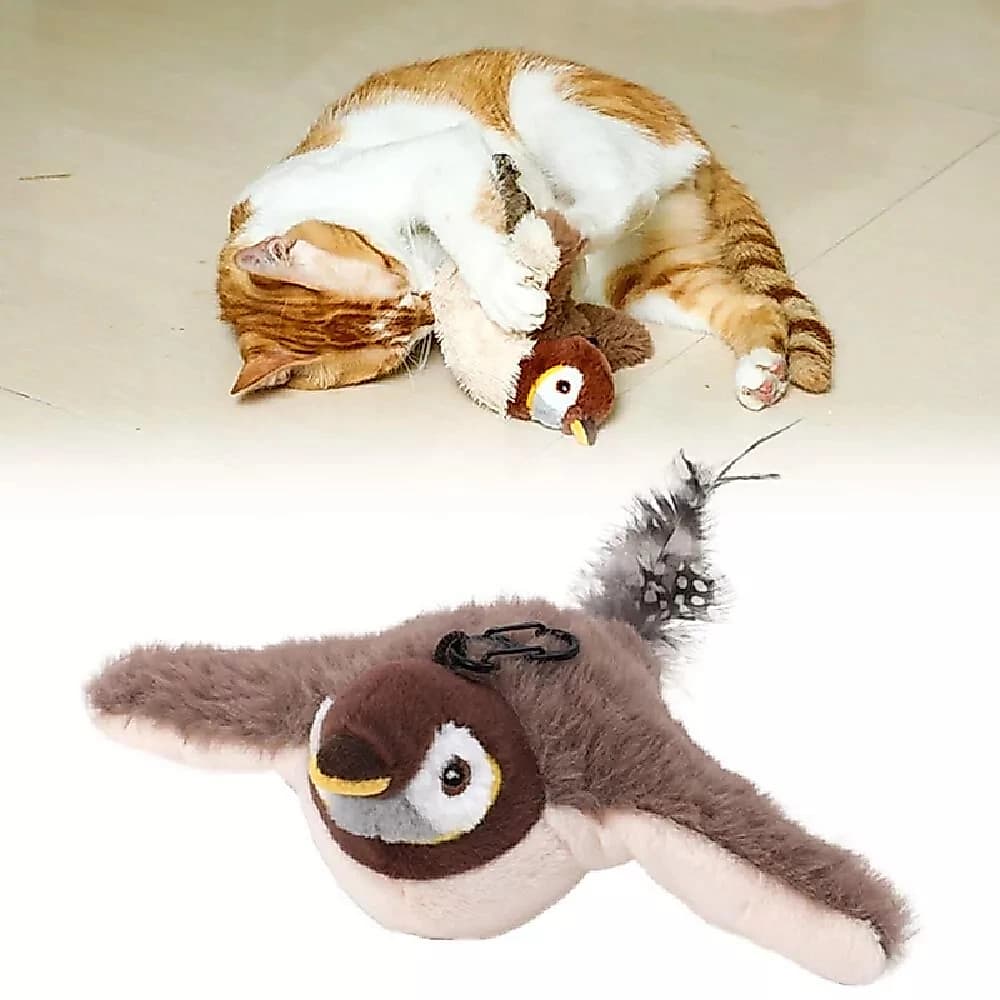 Simulador Pássaro Gato Brinquedo Interativo Recarregável Batendo Toque Ativado De Pelúcia