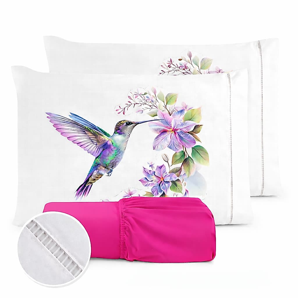 JOGO LENÇOL CASAL OU QUEEN ALGODÃO 400 FIOS PERCAL PONTO PALITO 03 PEÇAS ESTAMPADO PROMOÇÃO ! beija - flor